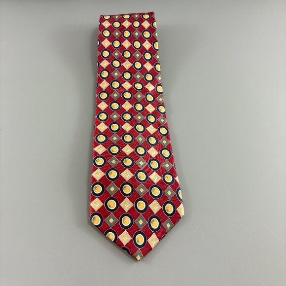 Sutter & Grant Red / Yellow Geometric Extra Long Men's Tie 4' x 62" Vintage - Picture 1 of 4